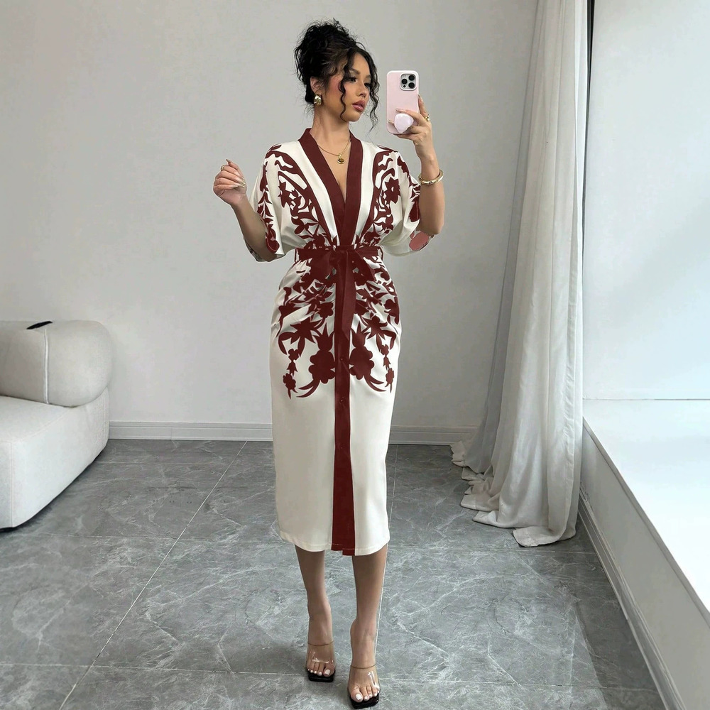 Zara Independent Bohemian Ethnic Print Dress